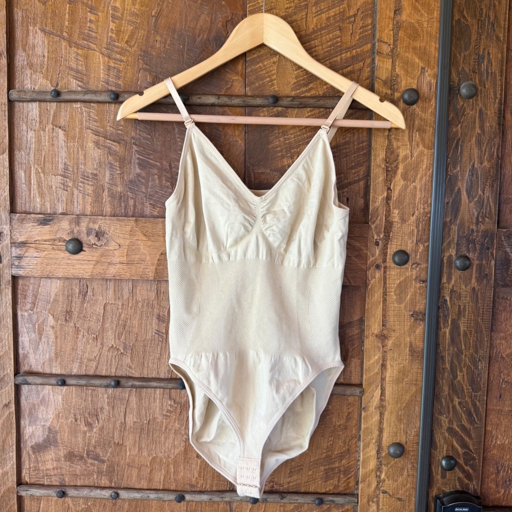Unbranded Shapewear Bodysuit Women L Beige Seamless Tummy Control Compression